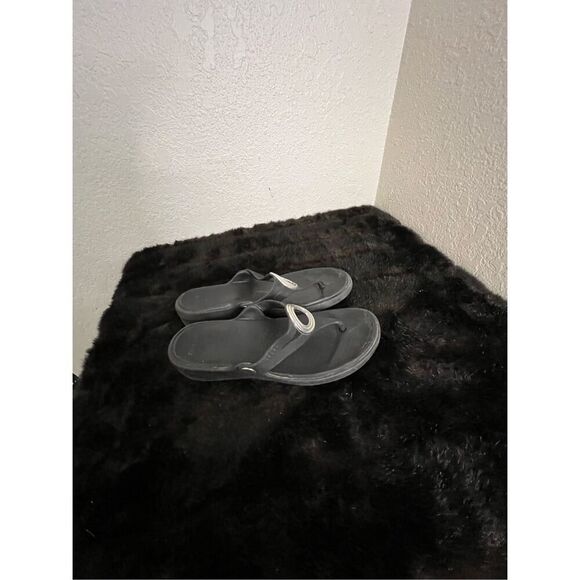 CROCS Black Rubber Thong Sandals Women's 7 - Picture 3 of 6